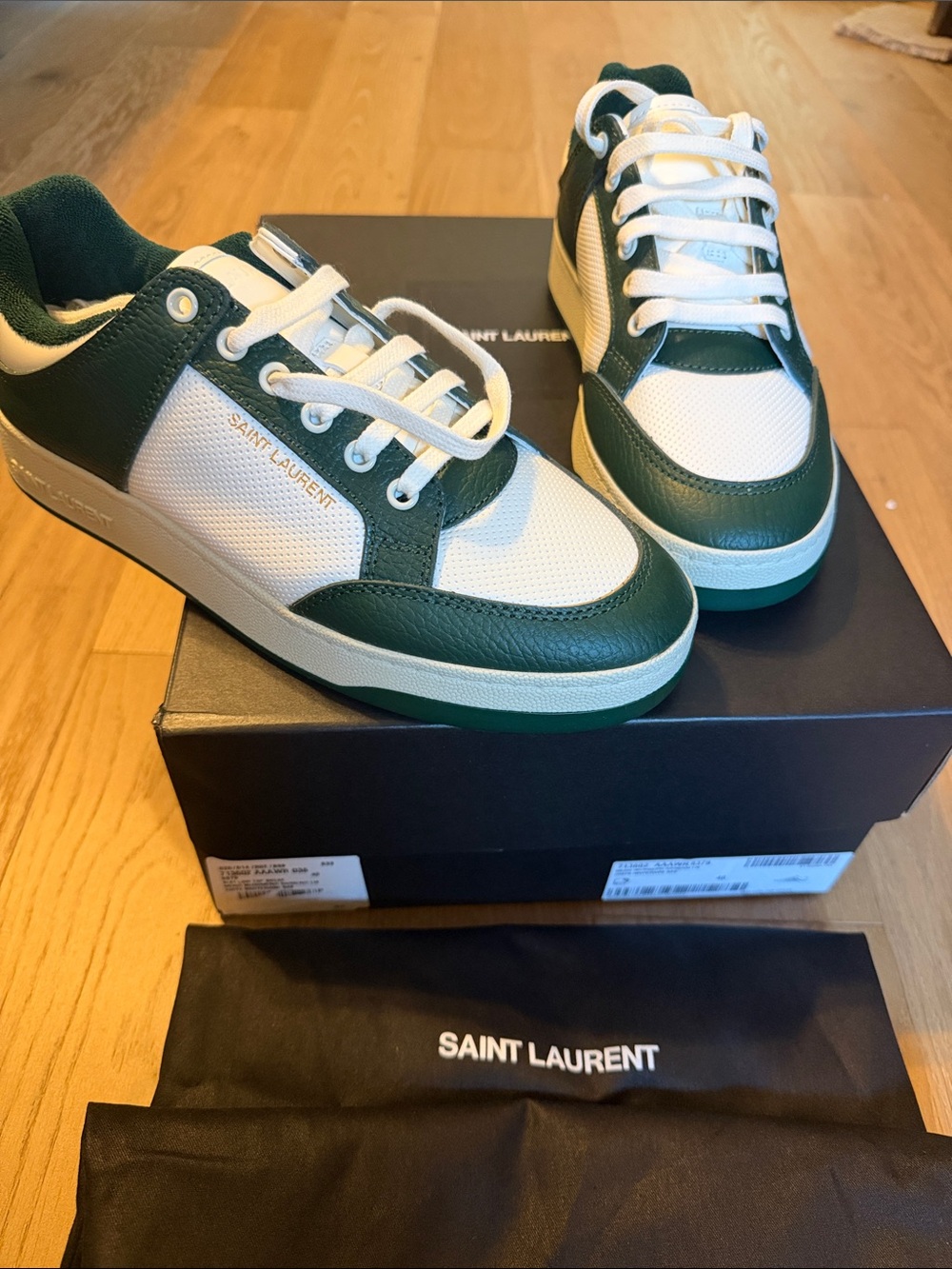 Saint Laurent Green and White Low-Top Sneakers